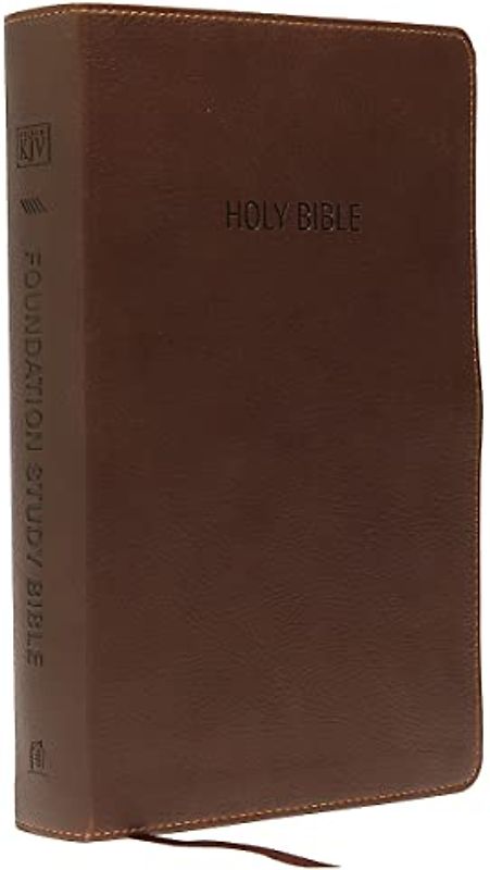 KJV, Foundation Study Bible, Leathersoft, Brown, Thumb Indexed, Red Letter: Holy Bible, King James Version