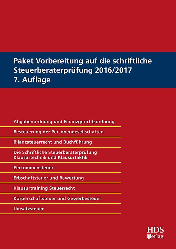 Paket Vorbereitung auf die schriftliche Steuerberaterprüfung 2016/2017