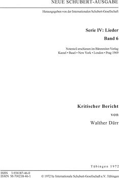 Neue Schubert-Ausgabe. Kritische Berichte / Lieder 6