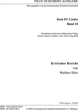 Neue Schubert-Ausgabe. Kritische Berichte / Lieder 10