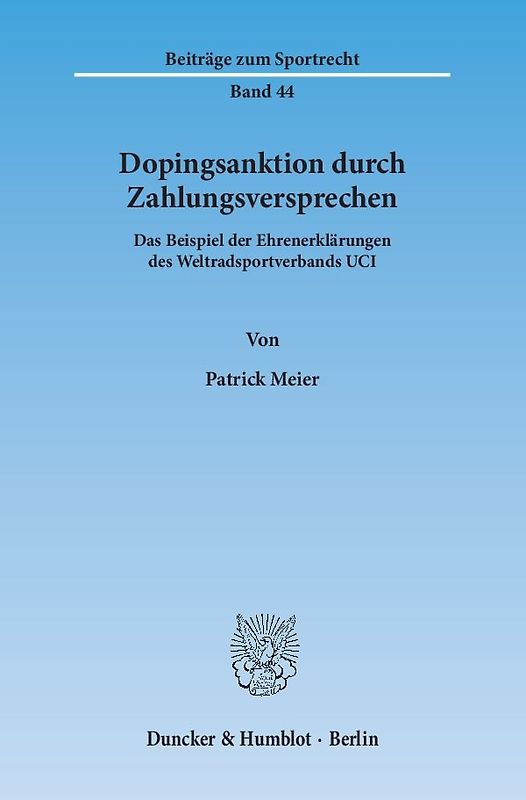 Dopingsanktion durch Zahlungsversprechen.