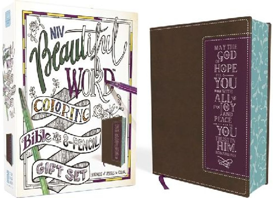 Niv, Beautiful Word Coloring Bible and 8-Pencil Gift Set, Leathersoft, Brown