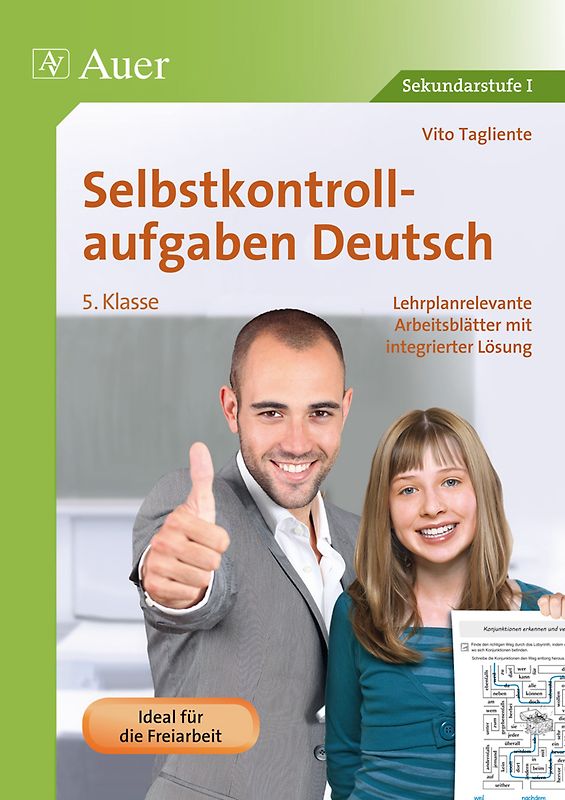 Selbstkontrollaufgaben Deutsch Klasse 5. Lehrplanrelevante Arbeitsblätter mit integrierter Lösung
