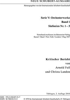 Neue Schubert-Ausgabe. Kritische Berichte / Orchesterwerke / Sinfonien Nr. 1–3