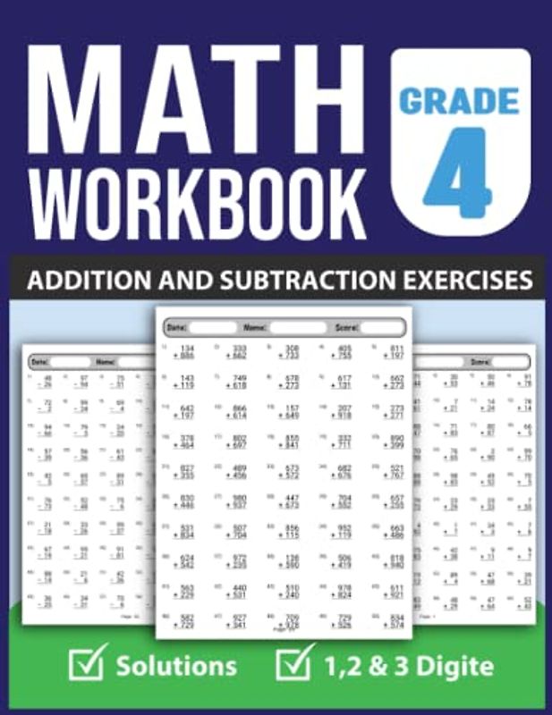Addition And Subtraction Math Workbook For Grade 4