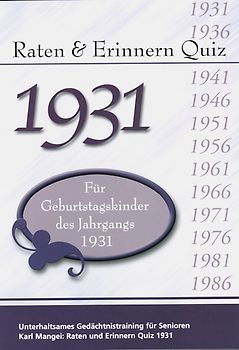 Raten und Erinnern Quiz 1931