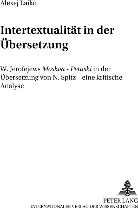 Intertextualitaet in der Uebersetzung