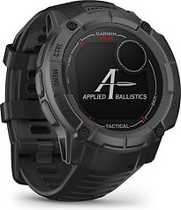 Garmin Instinct 2X Solar Tactical editie 50 mm zwart met een zwart siliconen polsband