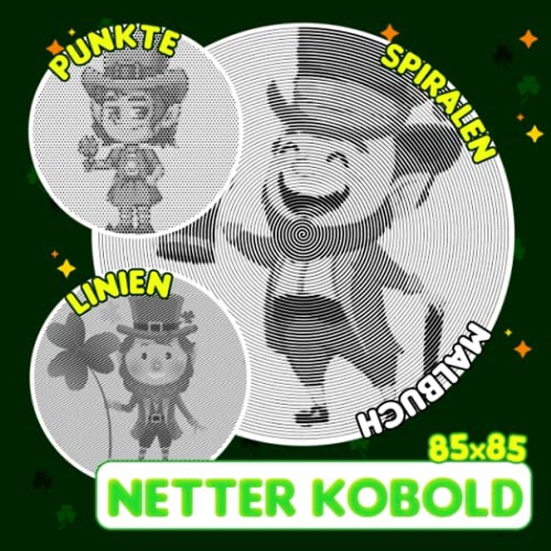 Netter Kobold Punkte Linien Spiralen Malbuch: Dekorative Figur Spiralbuch Zeichnung Linien Kunst | Buchen Sie für Kinder, Erwachsene oder Verliebte | ... | Urlaub | Jeder Anlass | Zum Stressabbau