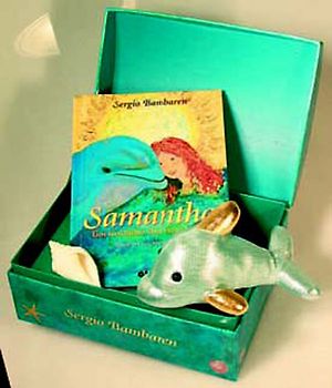 Freundschafts-Schatztruhe: Buch Samantha, Delphin mit Glitzerflossen, Muscheln