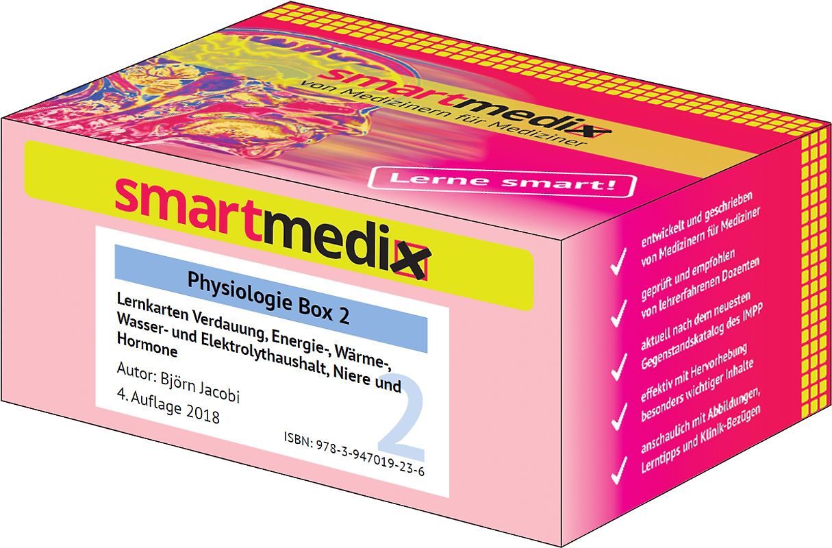 SmartMedix Lernkarten Physiologie Box 2: Verdauung, Energie-, Wärme-, Wasser- und Elektrolythaushalt, Niere und Hormone
