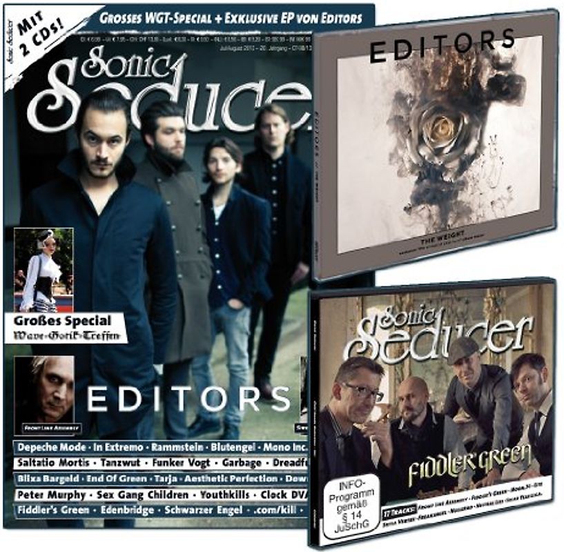 Sonic Seducer 07/08-13 mit Editors Titelstory + 2 CDs, darunter die exkl. The Weight-EP von Editors + 20 Seiten WGT-Special, Bands: Depeche Mode, ... u.v.m.: + exkl. Editors-EP + weitere CD - Sonic Seducer
