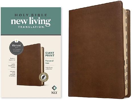 NLT Personal Size Giant Print Bible, Filament Enabled Edition (Red Letter, Leatherlike, Rustic Brown, Indexed)