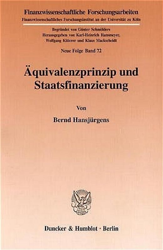 Äquivalenzprinzip und Staatsfinanzierung.
