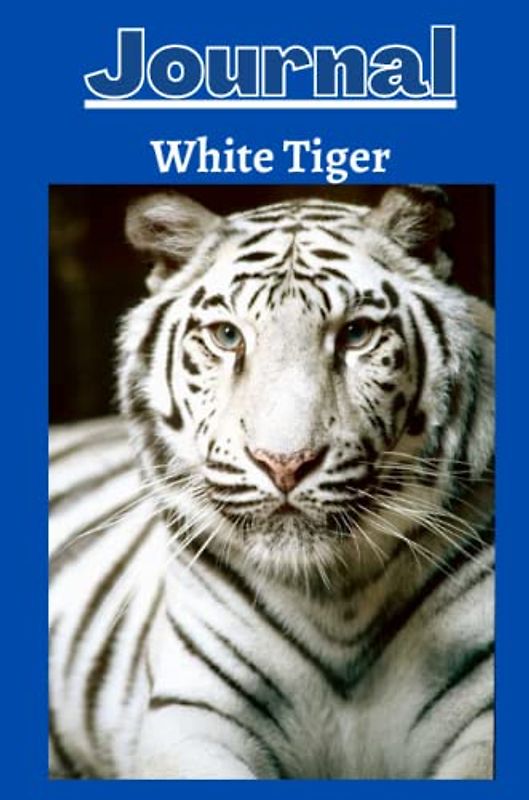 White Tiger journal with a cobalt blue background