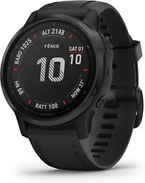 Garmin Fenix 6S Pro 42 mm zwart met een zwarte siliconen polsband