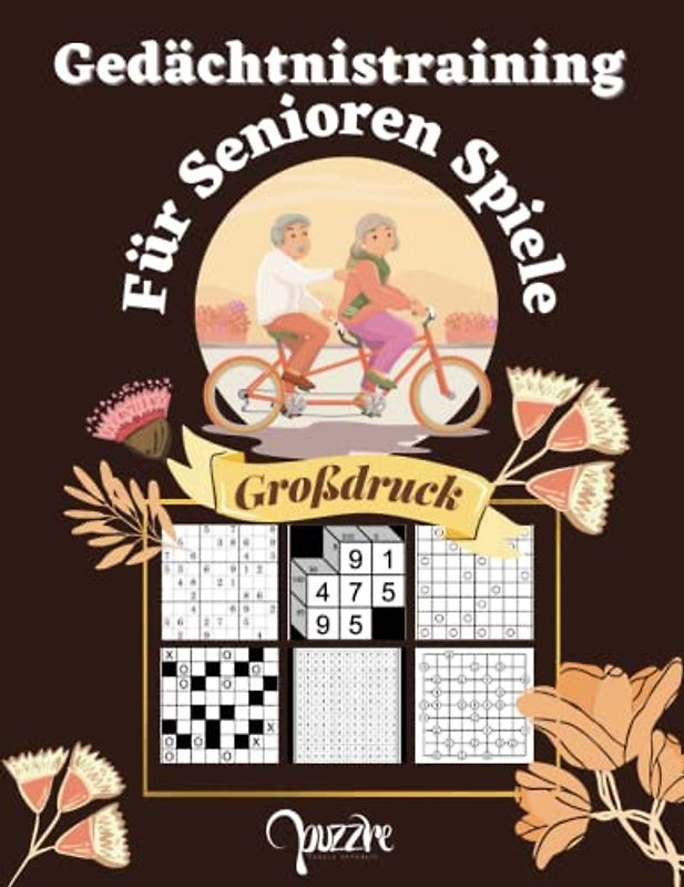 Gedächtnistraining Für Senioren Spiele Großdruck: 7 Verschiedene Logische Gehirnjogging Rätselbücher für Senioren mit Kakuro, Sudoku, Gokigen, ... Kreisverkehre und Zahlensuche Rätsel