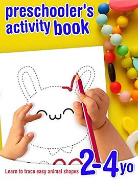 Learn to trace easy animal shapes - preschooler's activity book - 2-4 yo: Tracing and coloring exercise book for toddlers beginning to learn pen control and shapes drawing.