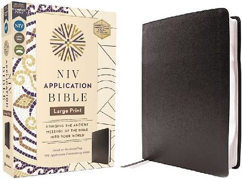 NIV Application Bible, Large Print, European Bonded Leather, Black, Red Letter, Comfort Print