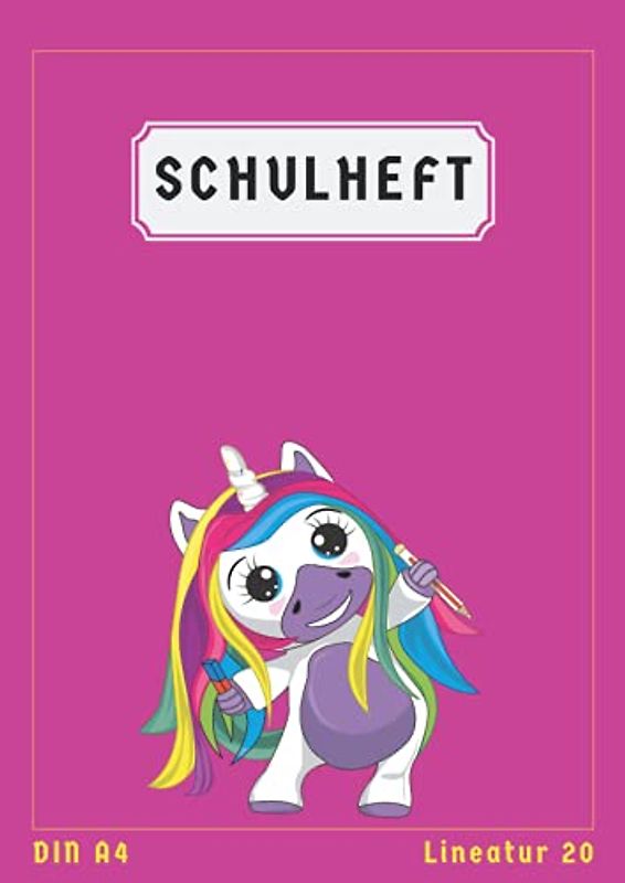 Schulheft A4 Lineatur 20: Blanko Schreibheft lineatur 20 Din A4 | 50 Blatt | Homeschooling und Schulanfang | Rosa