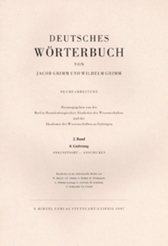 Deutsches Wörterbuch. Neubearbeitung / Grimm, Dt.  Woerterbuch Neubearbeitung
