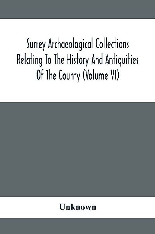 Surrey Archaeological Collections Relating To The History And Antiquities Of The County (Volume Vi)