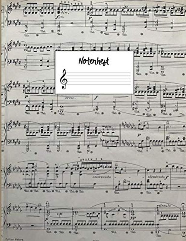Notenheft: Vintage Notenbuch Klavier I Musik Schreibheft I Blanko Notenblock I Notenblätter leer mit 12 Notensysteme pro Seite in ein schönes Musikheft mit Notenlinien A4 auf 66 Seiten
