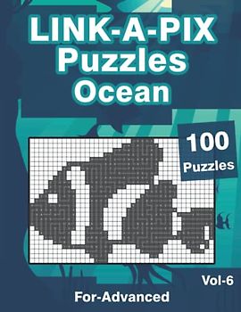 Link-A-Pix Puzzle Book: Bridge Puzzles Ocean Themed with 100 Medium Logilinks for Advanced