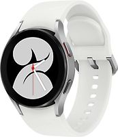 Samsung Galaxy Watch4 40 mm Boîtier aluminium argent Bracelet silicone blanc [Wi-Fi]