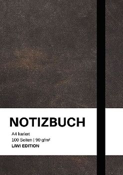Notizbuch A4 kariert - 100 Seiten Soft Cover schwarz - FSC Papier