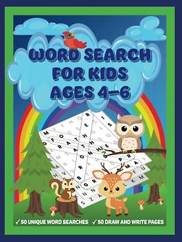 Word Search for Kids Ages 4-6: Hardcover 50 Themed Puzzles with Draw and Write Pages