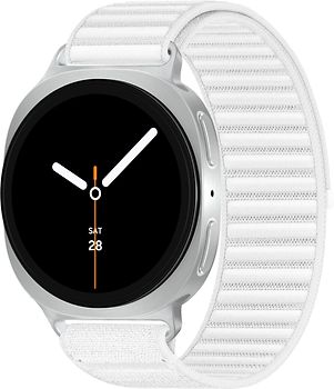 Samsung Galaxy Watch8 44 mm Boîtier aluminium argent sur Confort M/L blanc [Wi-Fi + 4G]
