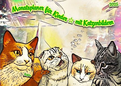 Monatsplaner für Kinder * mit Katzenbildern