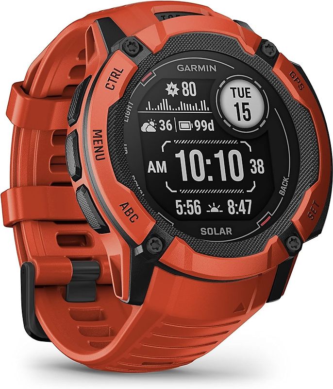 Garmin Instinct 2X Solar 50 mm rouge et bracelet en silicone rouge