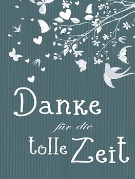 Danke für die tolle Zeit: Erinnerungsalbum für den Abschied I Ausstand I Ruhestand I Gästebuch I Ast mit Vögeln und Schmetterlingen Streifen grün