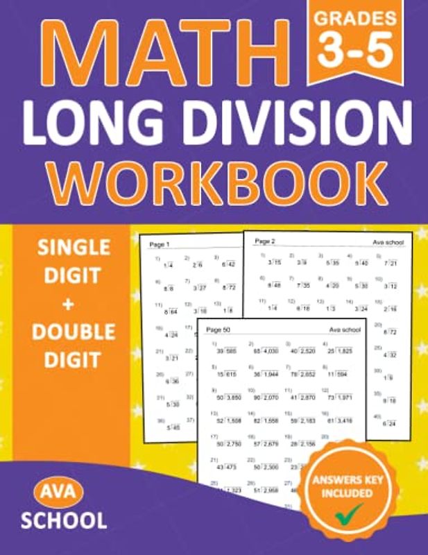 Long Division Workbook Grades 3-5: 100 Practice Pages Workbook For 3rd Grade & 4th and 5th Grade - 2200 Division Exercises With Answers For Ages 8-11 ... - 2-Digit | Long Division Math Worksheets