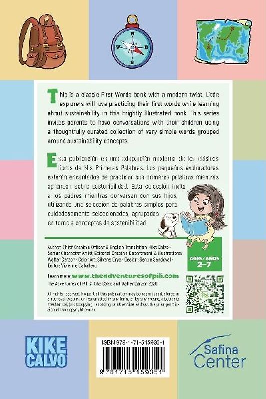 First Words for Little Explorers. Bilingual Book English - Spanish.