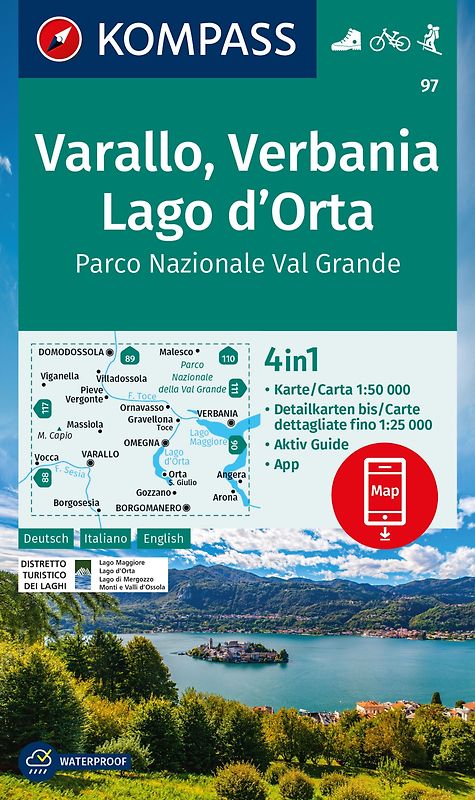 KOMPASS Wanderkarte 97 Varallo, Verbania, Lago d'Orta, Parco Nazionale Val Grande 1:50.000