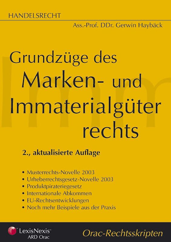 Handelsrecht - Grundzüge des Marken- und Immaterialgüterrechts