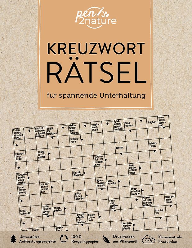 Kreuzworträtsel für spannende Unterhaltung. Nachhaltiges Rätselbuch in Farbe