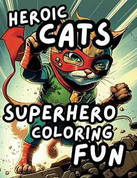 Heroic Cats: Superhero Coloring Fun: Coring books for adults and kids of all ages