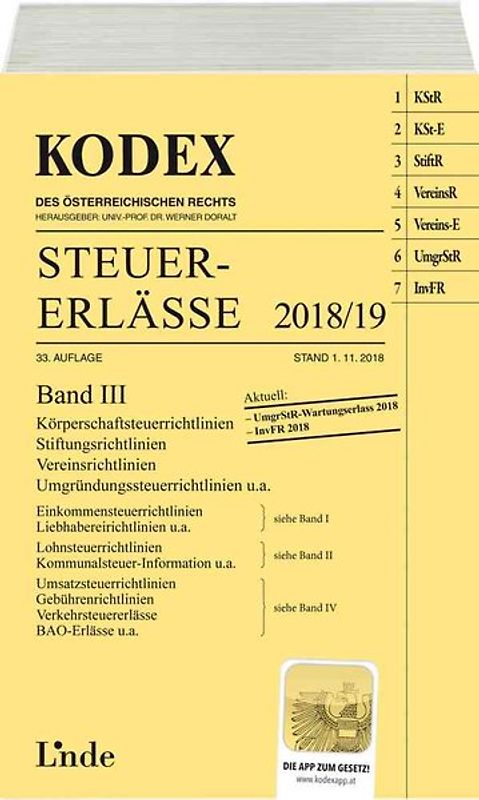 KODEX Steuer-Erlässe 2018/19 Band III