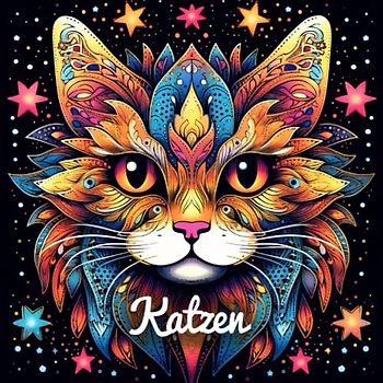 Katzen Malbuch für Erwachsene mit schwarzem Hintergrund (Tier Malbücher)