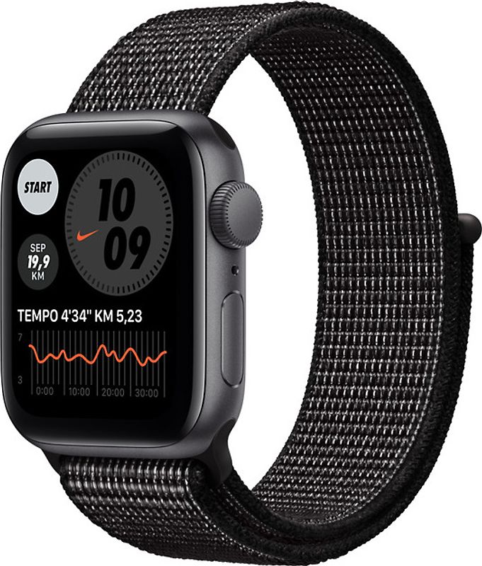 Apple Watch SE 44 mm boîter aluminium gris sidéral et boucle Sport Nike charbon noir [Wi-Fi]