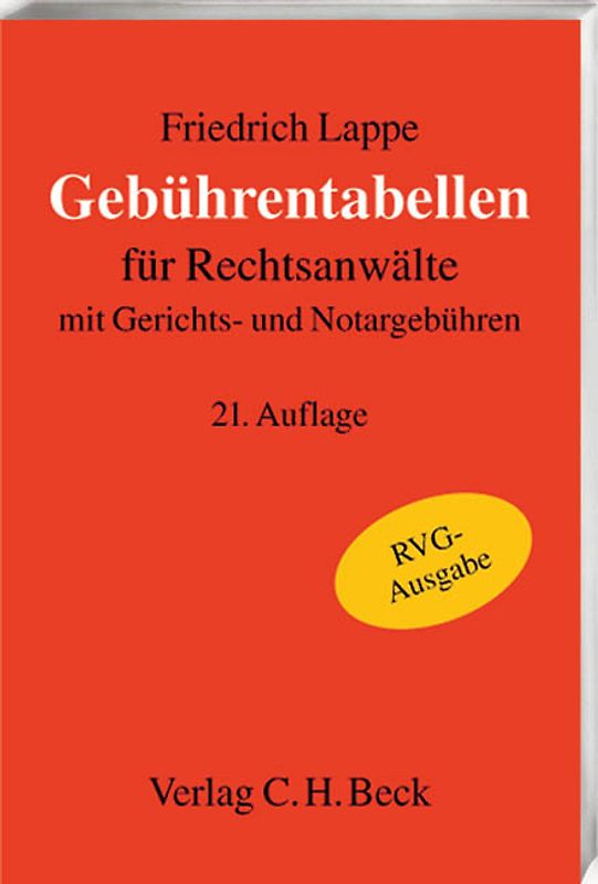 Gebührentabellen für Rechtsanwälte