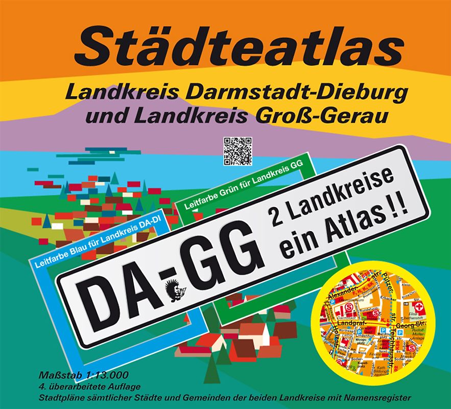 Städteatlas Landkreis Darmstadt-Dieburg und Landkreis Groß-Gerau. DA-GG. 2 Landkreise ein Atlas. 1:13000