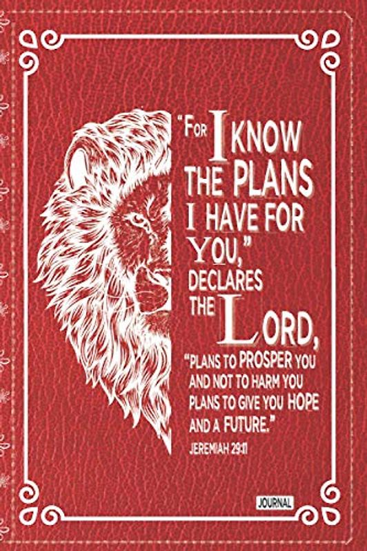 | Christian Gift Journal Red Faux Leather | I Know The Plans Jeremiah 29:11 Bible Verse: Inspirational Christian Notebook 200 Lined Pages 6 x 9 | ... & thanksgiving present For Christians