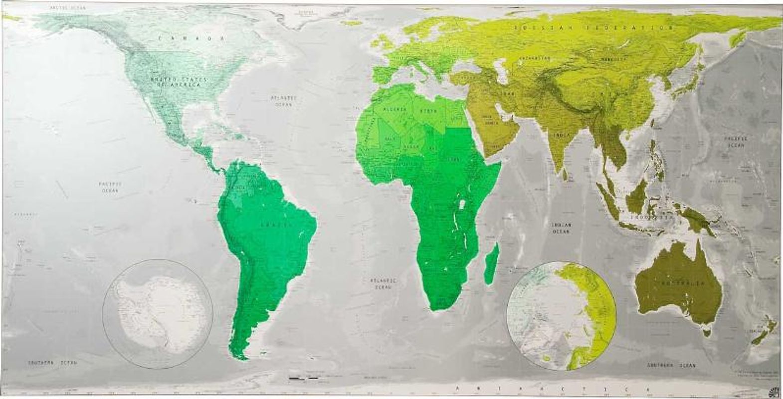 Huge Futuremap - Emerald/Lime/Metallic Khaki, paper