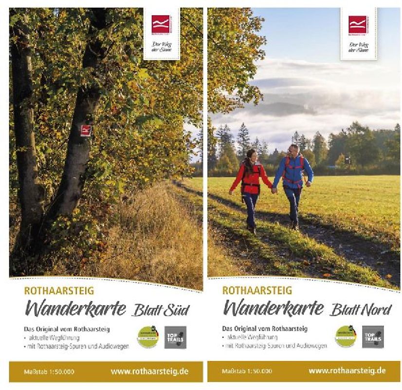 Wanderkarte Rothaarsteig Süd / Nord. 1 : 50 000