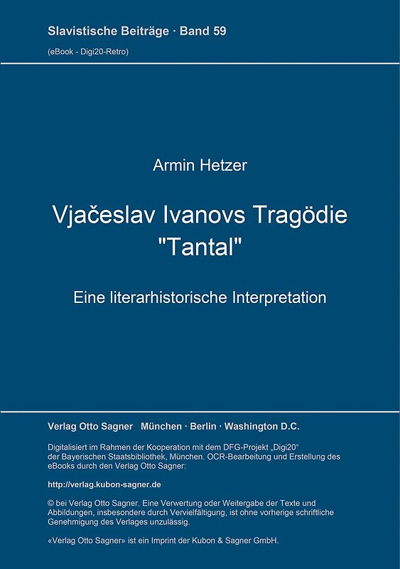 Vjačeslav Ivanovs Tragödie "Tantal"